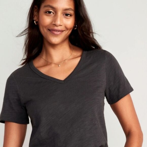 OLD NAVY EveryWear V Neck Slub-Knit T-Shirt Color BLACK JACK Nwt 2x Plus Size - Picture 9 of 12